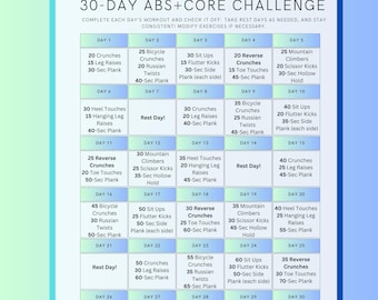 30-Day Ab Challenge: At-Home Workout Planner (Printable)