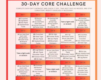 30-Day CORE Challenge: At-Home Workout Planner (Printable)