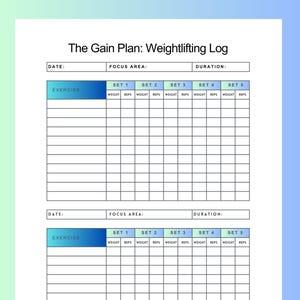 Gewichtheben Log, Krafttraining-Tracker, Planer, Workout-Tracker druckbar, Fitness-Tracker PDF, druckbar, digital, Hebe-Tracker