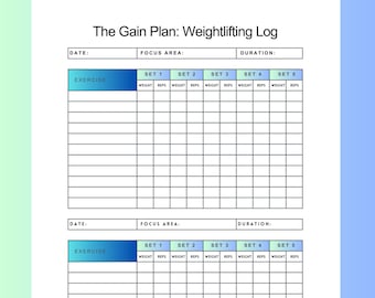 Weight Lifting Log: Strength Training Tracker (Printable PDF)