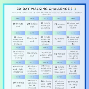 30 Day Walking Challenge, Fitness Challenge, Daily Walking Guide, Exercise Routine, Health Journey, Wellness Plan