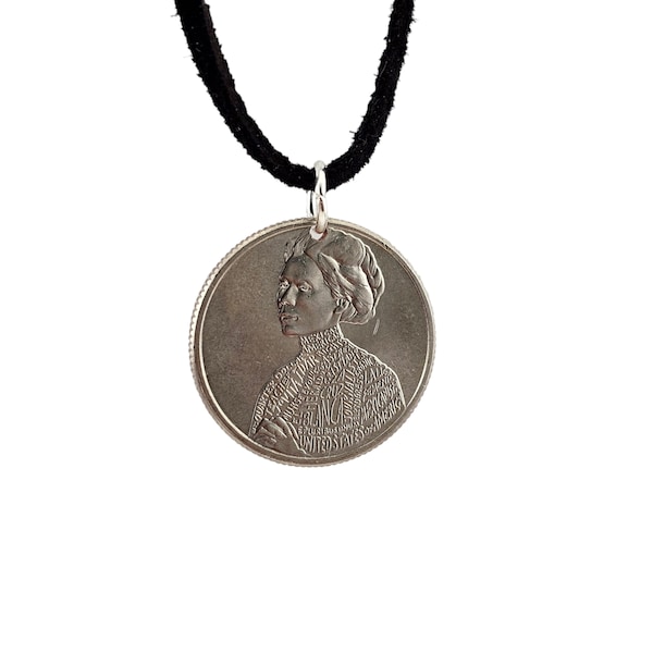 Jovita Idar Coin Necklace, Pendant, United States Quarter, Mens Necklace, Womens Necklace, American Women, Leather Cord, 2023, Birthday,