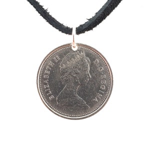 Caribou Coin Necklace, Canadian 25 Cents, Coin Pendant, Leather Cord, Men's Necklace, Women's Necklace, Birth Year, 1983, 1984, 1985, 1986 image 5