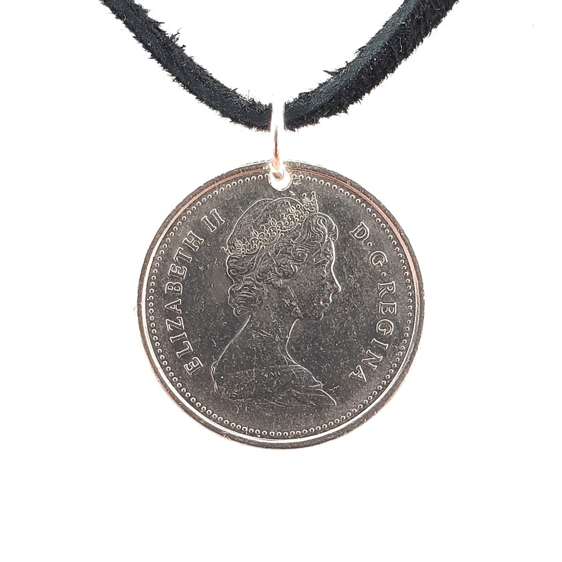 Caribou Coin Necklace, Canadian 25 Cents, Coin Pendant, Leather Cord, Men's Necklace, Women's Necklace, Birth Year, 1983, 1984, 1985, 1986 image 5