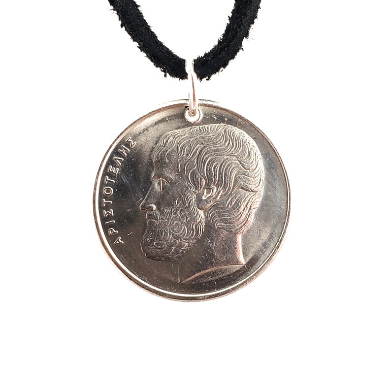 1976 Or 1978 Mens Necklace Birth Year 5 Drachmes Womens Necklace Coin Pendant Leather Cord Aristotle Coin Necklace