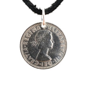 Sixpence Coin Necklace, England 6 Pence, Mens Necklace, Womens Necklace, Coin Pendant, Leather Cord, 1961, 1962, 1963, 1964, 1966, 1967 image 4