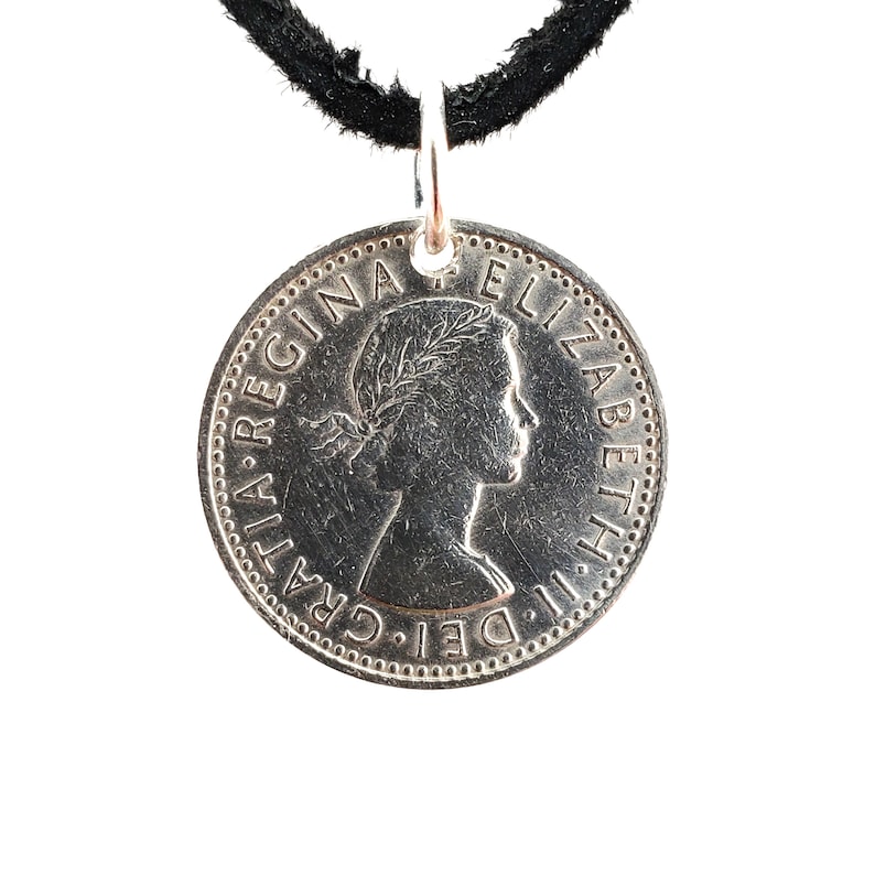 Sixpence Coin Necklace, England 6 Pence, Mens Necklace, Womens Necklace, Coin Pendant, Leather Cord, 1961, 1962, 1963, 1964, 1966, 1967 image 4