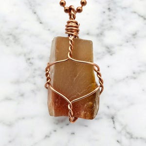 Orange Sunstone Pendant, Necklace, Wire Wrapped, Mens Necklace, Womens Necklace, Raw, Natural Gemstone, Crystal, Copper Wire, Handmade