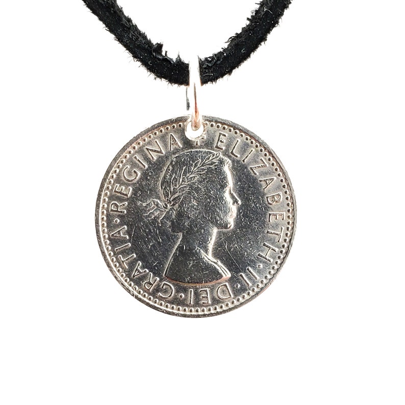 Sixpence Coin Necklace, England 6 Pence, Mens Necklace, Womens Necklace, Coin Pendant, Leather Cord, 1961, 1962, 1963, 1964, 1966, 1967 image 5