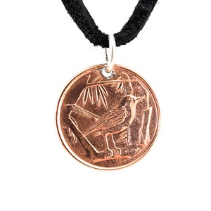 Bird Coin Necklace, Cayman Islands 1 Cent, Coin Pendant, Leather Cord, Mens Necklace, Womens Necklace, 1990, 1992, 1996, 1999 image 3