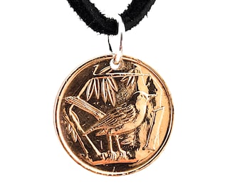 Cayman Islands Bird Coin Necklace, Pendant, 1 Cent, Mens Necklace, Womens Necklace, Leather Cord, 1972, 1977, Birth Year, Vintage Coin