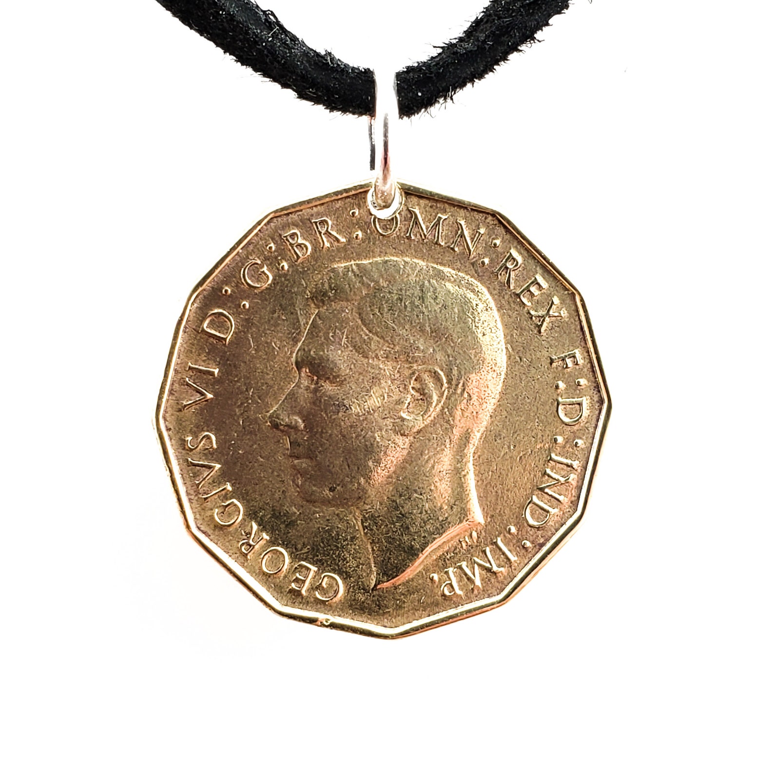 1937 English Coin Pendant Three Pence 3 Pence Coin Pendant Etsy