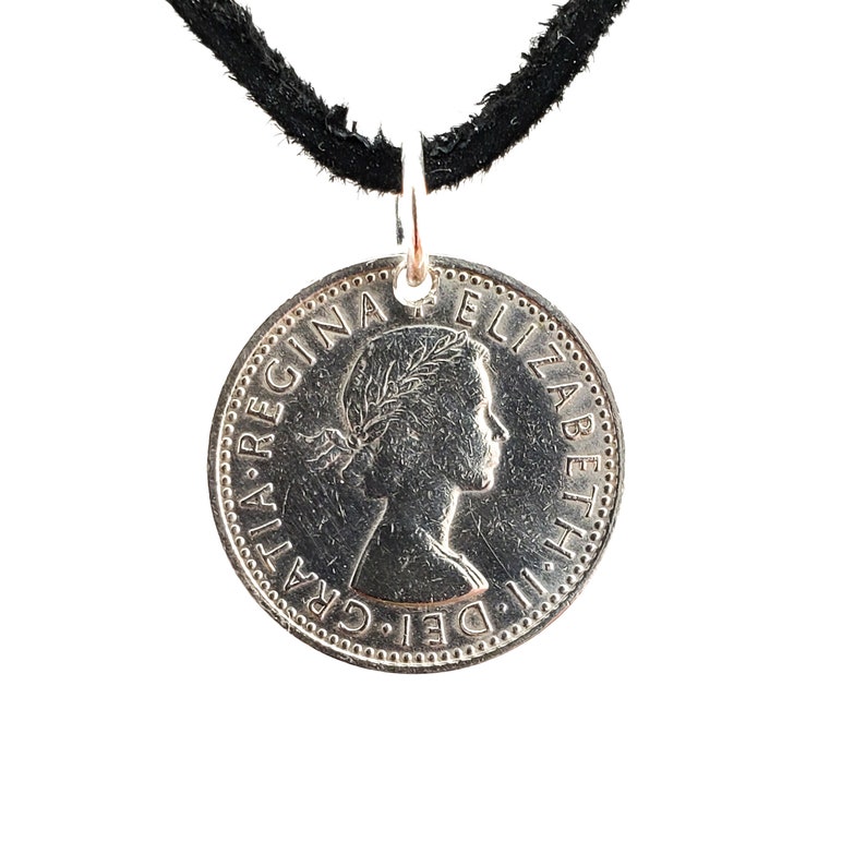 Sixpence Coin Necklace, England 6 Pence, Mens Necklace, Womens Necklace, Coin Pendant, Leather Cord, 1961, 1962, 1963, 1964, 1966, 1967 image 6