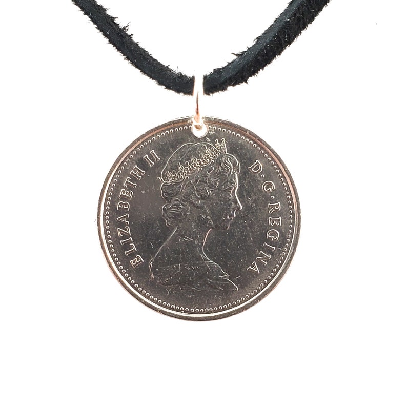 Caribou Coin Necklace, Canadian 25 Cents, Coin Pendant, Leather Cord, Men's Necklace, Women's Necklace, Birth Year, 1983, 1984, 1985, 1986 image 6