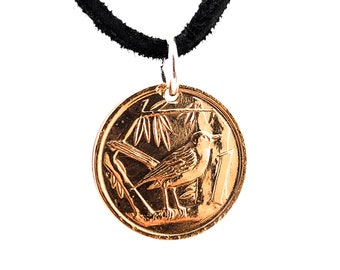 Cayman Islands Bird Coin Necklace, Pendant, 1 Cent, Mens Necklace, Womens Necklace, 1982, 1987, Vintage, Handmade, Birth Year