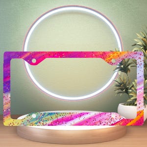 Rainbow Glitter License Plate Frame: Sparkly Car Accessory