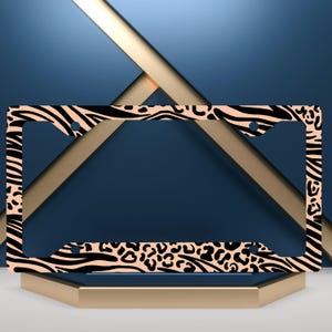 Chic Leopard Zebra License Plate Frame – Beige & Black Animal Print Car Accessory, Stylish Safari Gift, Neutral Wild Aesthetic