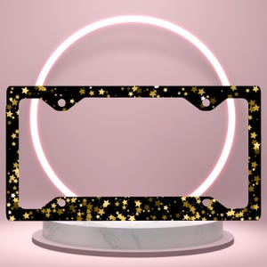 Gold Stars License Plate Frame: Sparkly Car Accessory