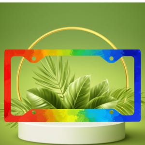 Rainbow Pride License Plate Frame – LGBTQ Car Accessory | Colorful Waterproof Tag Holder | Vibrant Rainbow Auto Frame Gift