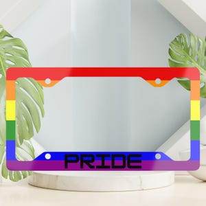 Rainbow Pride License Plate Frame – LGBTQ Car Accessory – Colorful Rainbow Frame for Pride Month – Gay Pride Gift – LGBTQ+ Car Decor
