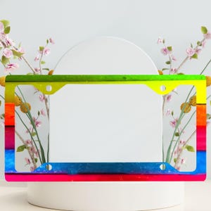 Rainbow Gradient License Plate Frame – Colorful Car Accessory, Pride Gift, Multicolor Plate Cover for Fun & Vibrant Drivers
