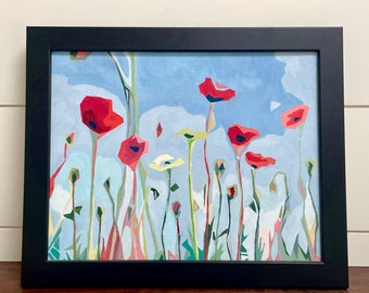 Abstract Poppies, original oil painting