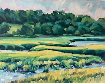 Sheepscot River Marsh. original oil painting