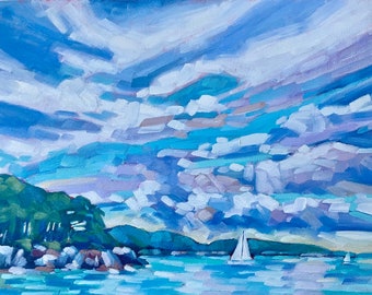 Casco Bay in the Summer, original oil painting