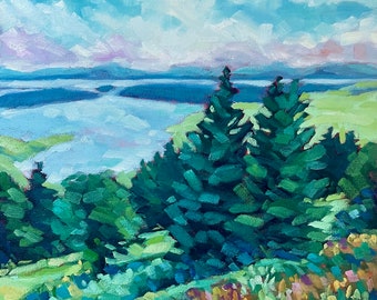 Belgrade Lakes, original oil painting Maine landscape