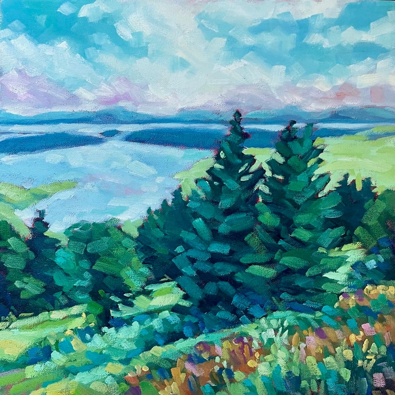 Belgrade Lakes, original oil painting Maine landscape image 1