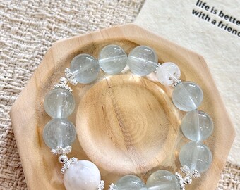 Natural Green Fluorite & Phantom Quartz Bracelet Natural Healing Crystal Jewelry