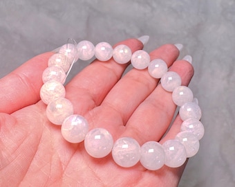Natural Madagascar Moonstone Bracelet: Natural Glow Crystal, Intuition Jewelry 10.8mm beads