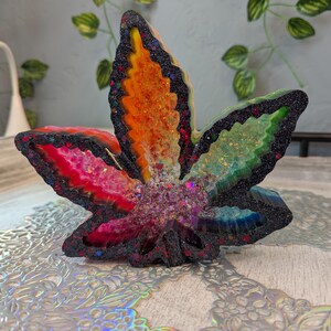 Resin Rainbow Leaf Ashtray