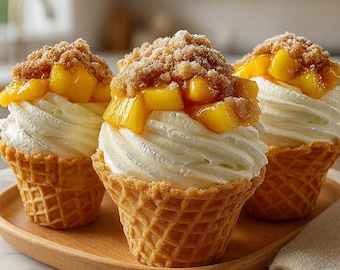 Best Recipe For  Peach Cobbler Cheesecake Cones | Instant Download | Printable PDF