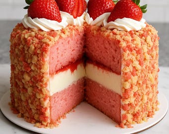 Erdbeer-Cheesecake-Rezept | Sofortdownload | Druckbares PDF