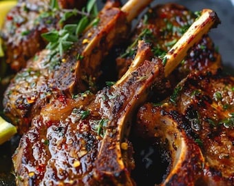 La mejor receta de chuletas de cordero con ajo y hierbas: Cordero jugoso a la sartén / Descarga instantánea / PDF imprimible