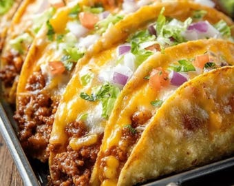 Best Recipe For Oven-Baked Cheesy Tacos | Crispy Loaded Taco Recipe | Easy Dinner Idea | Instant Download | Printable PDF