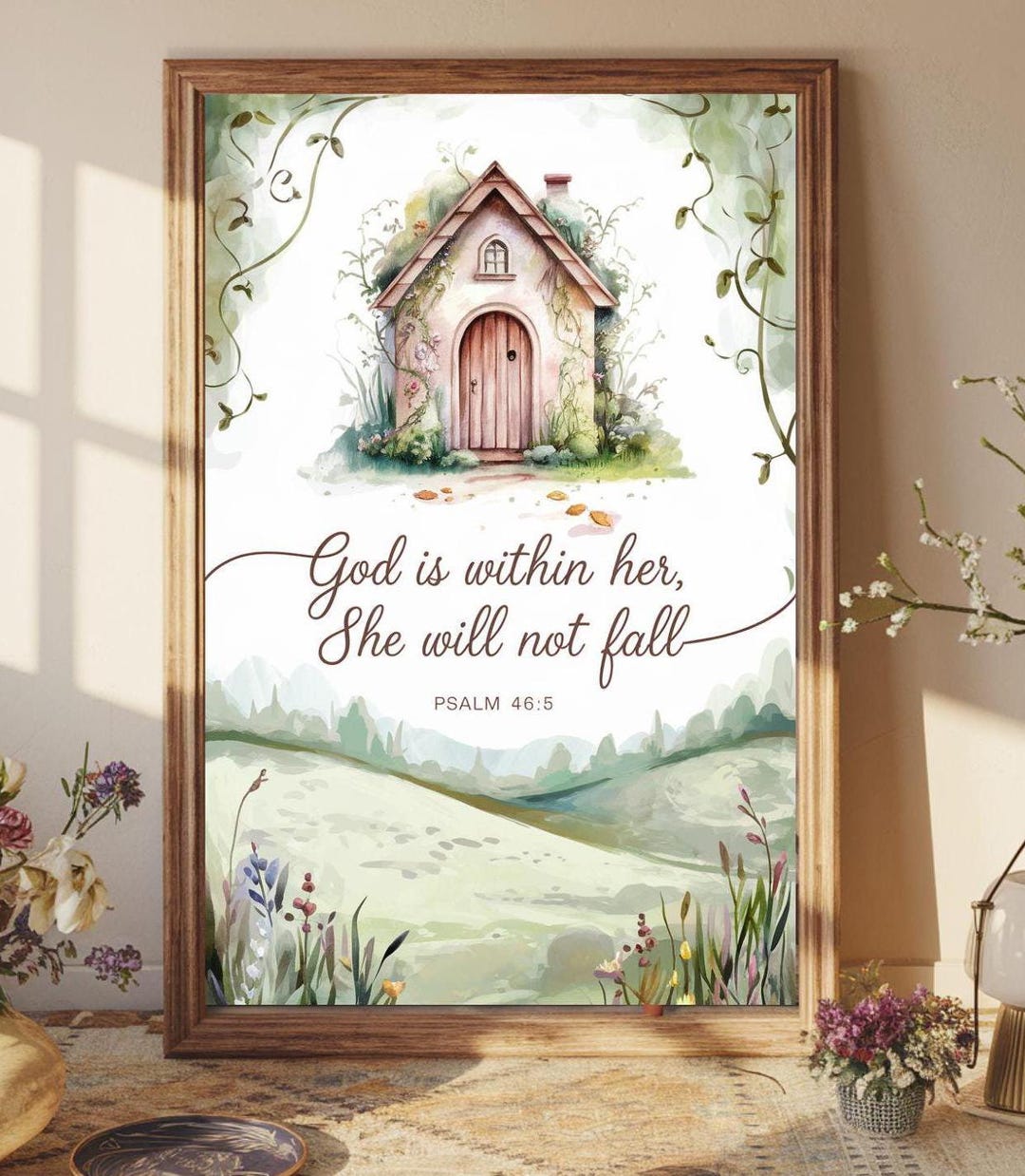 Psalm 46:5 Inspirational Print - God is Within Her Wall Art - Bible ...