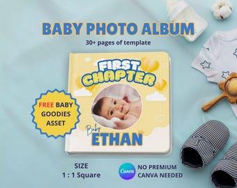 Plantilla divertida de álbum de fotos de bebé: Álbum colorido de Canva, compatible con Canva (descarga digital)