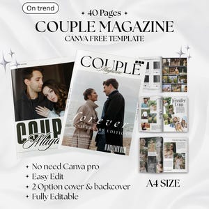 Anniversary Couples Magazine Canva Template, Gift for Him and Her, love story magazine, printable couple album, Couple gift idea, Canva Free