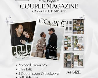 Jahrestag Paare Magazin Canva Vorlage, Geschenk für Sie und Ihn, Liebesgeschichte Magazin, Vorlage paar Album, Paar Geschenkidee, Valentine