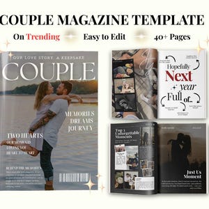 Couples Magazine template, Anniversary Gift, Personalized Gift for Him and Her, Engagement, Valentine&#39;s, Wedding Gift