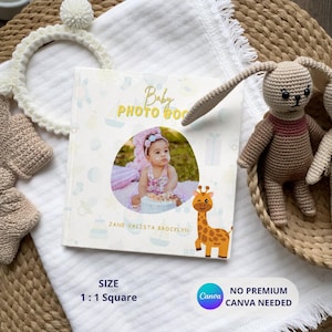 Baby Photo Book Template for FREE Canva, Baby Album Template, Printable Baby Welcome Book, Photobook Design, Newborn Gift, Easy to Use