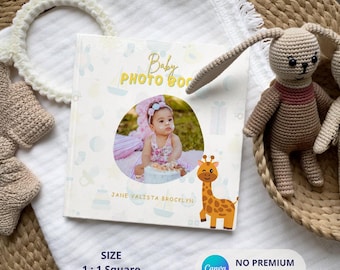 Baby Photo Book Template for FREE Canva, Baby Album Template, Printable Baby Welcome Book, Photobook Design, Newborn Gift, Easy to Use