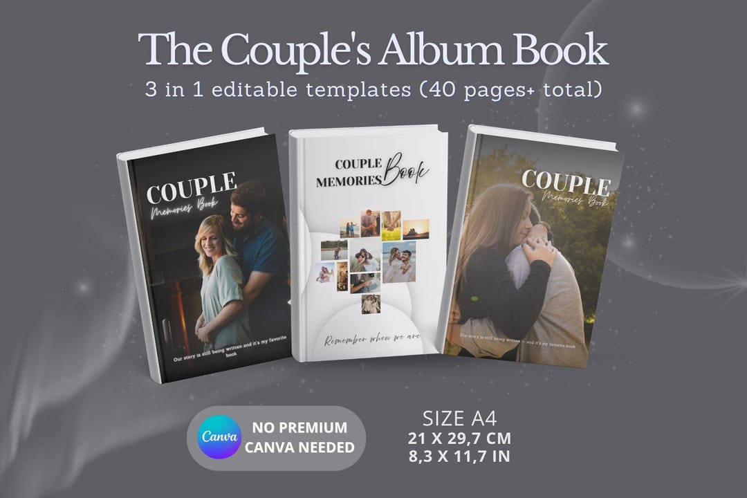 Couples Memories Book – Editable Digital Scrapbook Canva Template, 40 ...