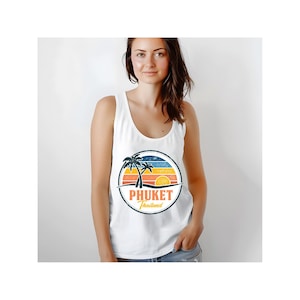 Chiffon Thailand T-Shirt | Palmen-Strand-Sonnenuntergang-Shirt | Tropisches Thailand Urlaub T-Shirt | Thai Insel Reise Souvenir Shirt