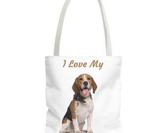 Dog Lover Tote Bag - I Love My Beagle, Pet Owner Gift, Cute Animal Tote, Perfect for Dog Walks, Shopping, and Travel