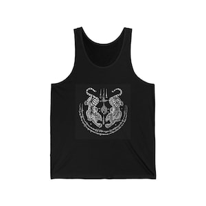 Thai Tiger Sak Yant Tattoo | Sacred Yantra Protection, Strength, Power | Muay Thai, MMA Warrior, Fighter, Thai Folklore Graphic Art Tank Top
