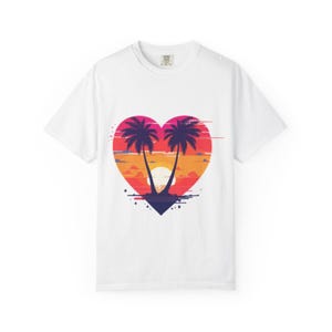 Palm Tree Sunset Graphic T-shirt, Unisex Summer Tee, Casual Beachwear, Summer Vibes, Vacation Vibes, Beach Sunset