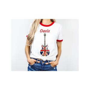 Oasis, Oasis Red Ringer T-shirt, Oasis Merch, Unisex Oasis T-shirt, Britpop, Oasis Tour 2025, Oasis Gift, Oasis tee, Oasis Concert wear